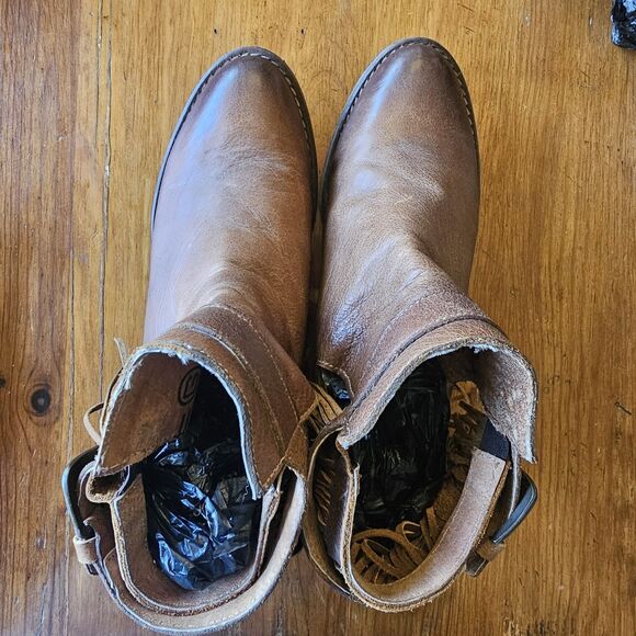 circle g womens boots 8.5 Honey Brown Fringe Booties Western Bohemian - Picture 8 of 8